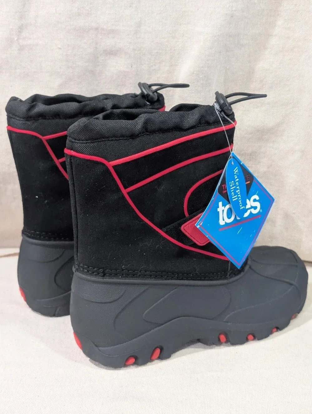 NWT Totes snow boots kids youth 2 black/ red waterproof insulated winter sports